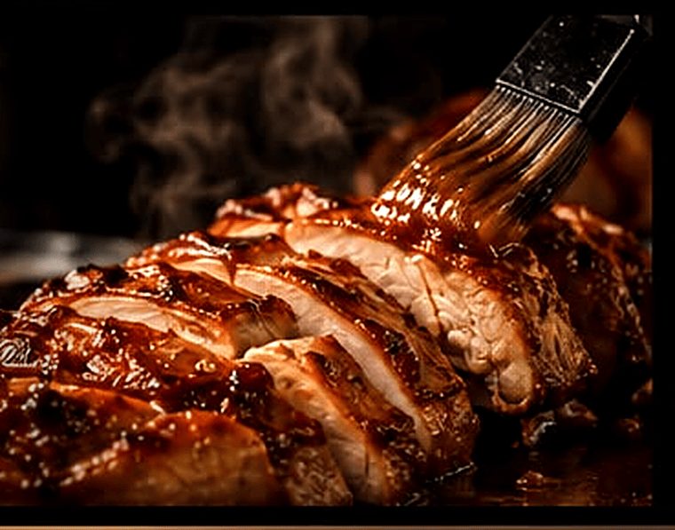 Roasted chicken glazed to perfection